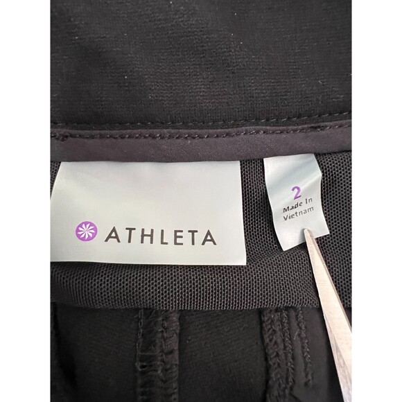 Athleta Women's Ponte Moto Twill Pants Black Zipper Pockets Rayon Nylon Size 2 - Picture 3 of 10